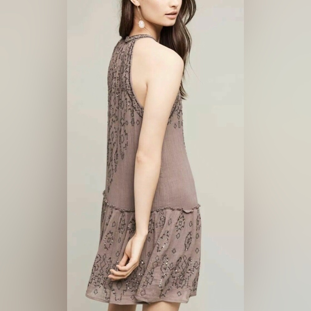 Anthropologie love Sam beaded sequin halter dress - Picture 10 of 11